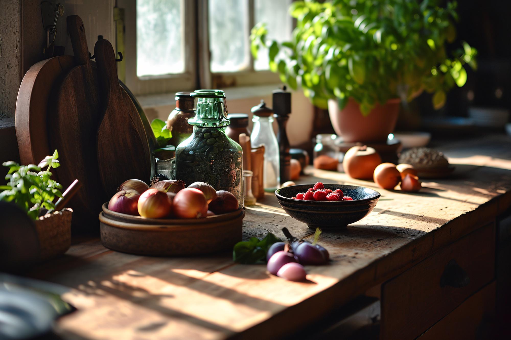 Posto cucina con ingredienti locali